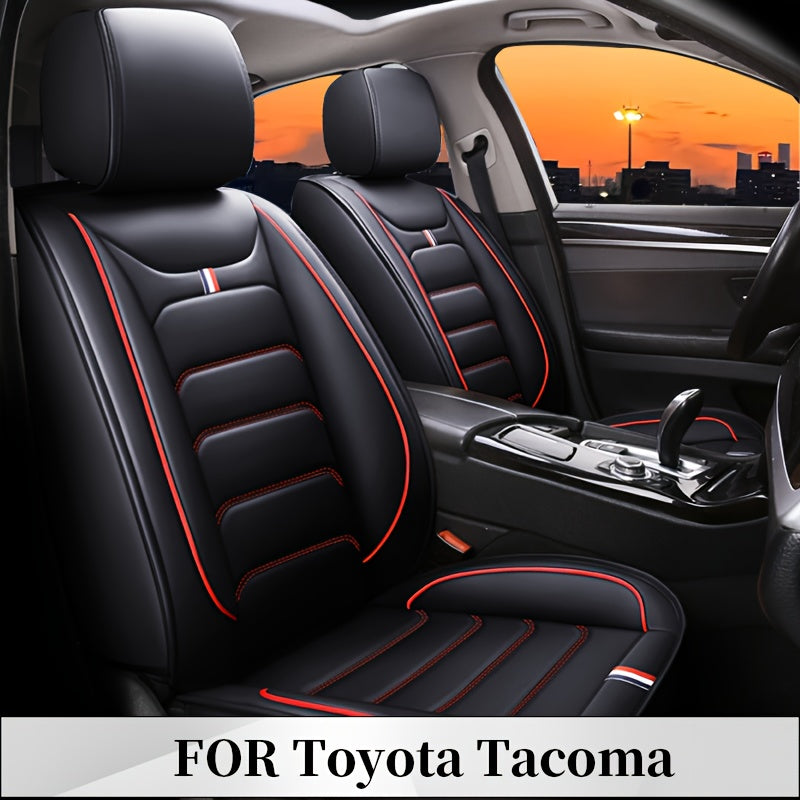 TEMU Waterproof Car Seat Covers For Tacoma (2005-2025), Full Set Of 5 Seat Leather Car Seat Cushion Protectors For All
