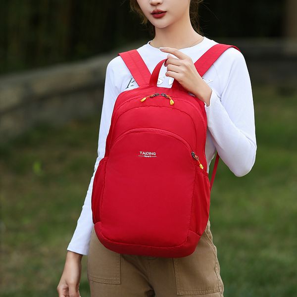 Foldable Storage Backpack Mens and Womens Travel Bag Simple Sports Leisure Nylon Lightweight Outdoor Backpack