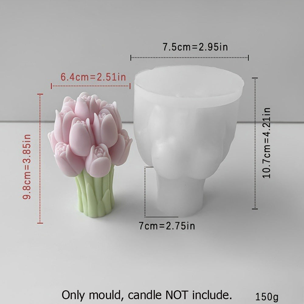 TEMU 1pc 3d Mould Tulip Bouquet Silicone Mold Aromatherapy Candles Craft For Day