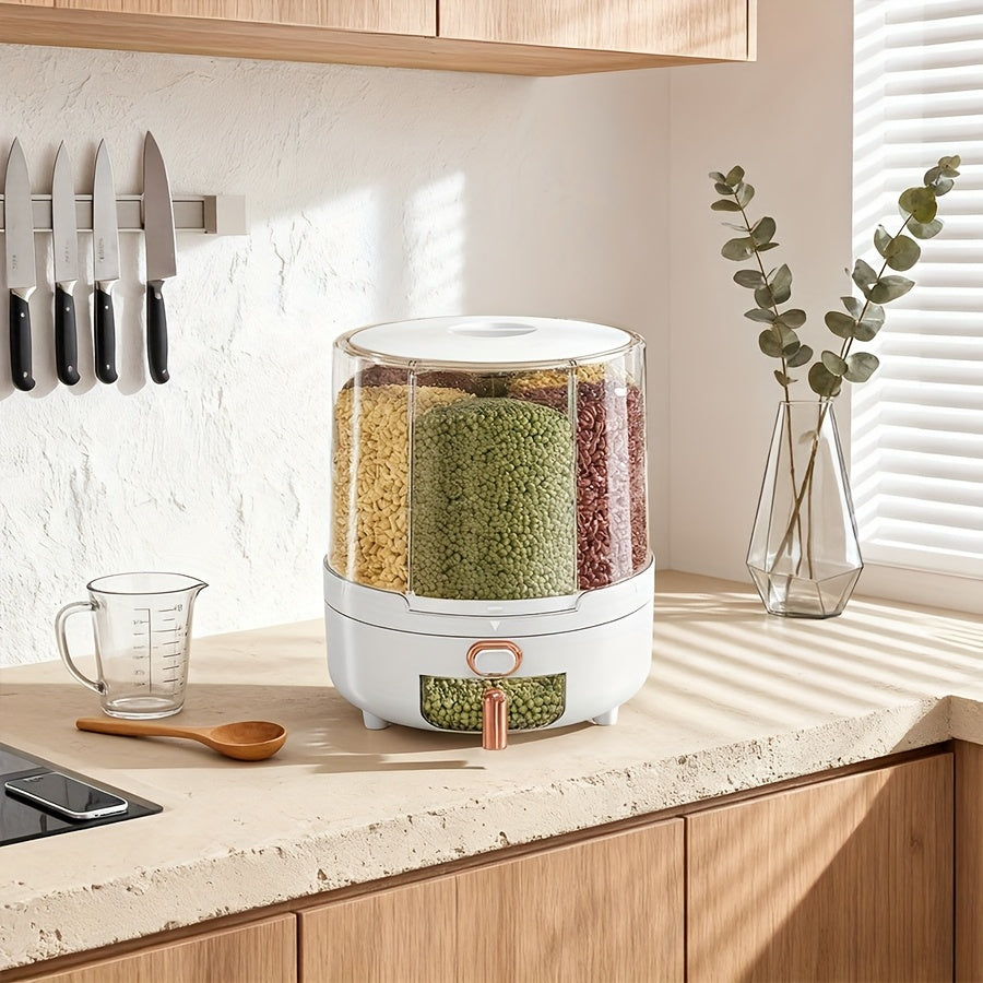 TEMU Rotating Rice Dispenser With A Large Capacity Grain Storage Box, Moisture-proof And Insect-proof Sealed Container, Designed For Space-saving