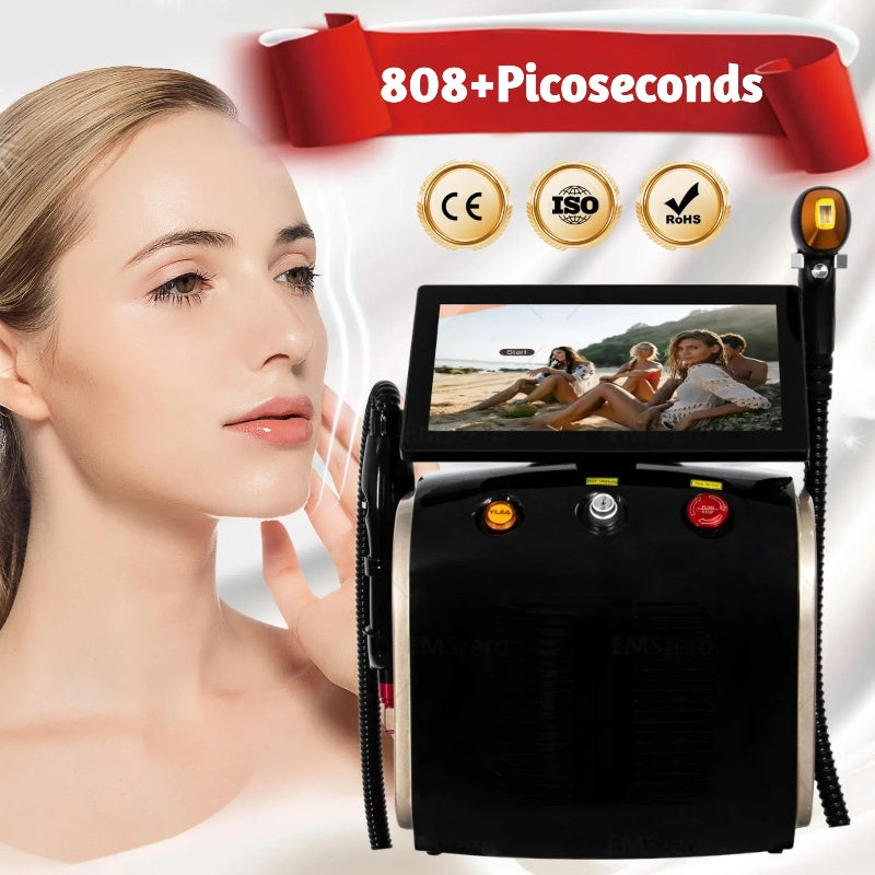 3 Wavelength 808nm 2 in 1 Diode Laser Hair Removal and Tattoo Removal 755nm-808nm-1064nm 3 Wavelength Smooth Skin Rejuvenation