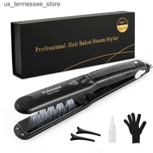 Hair Curlers Straighteners S088 Steam Hair Straightener Professional Ceramic Vapor Flat Iron 450 Fast Heat Argan Oil Treatment Hair Care Too
