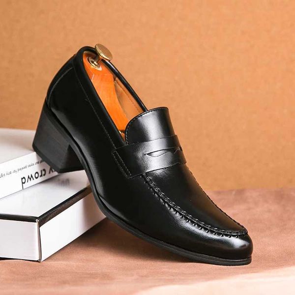 High End Brand Banquet Retro High Heels for Mens Pointed Groom Wedding Shoes Office Mens Business Leather Casual Shoes RetroC241130