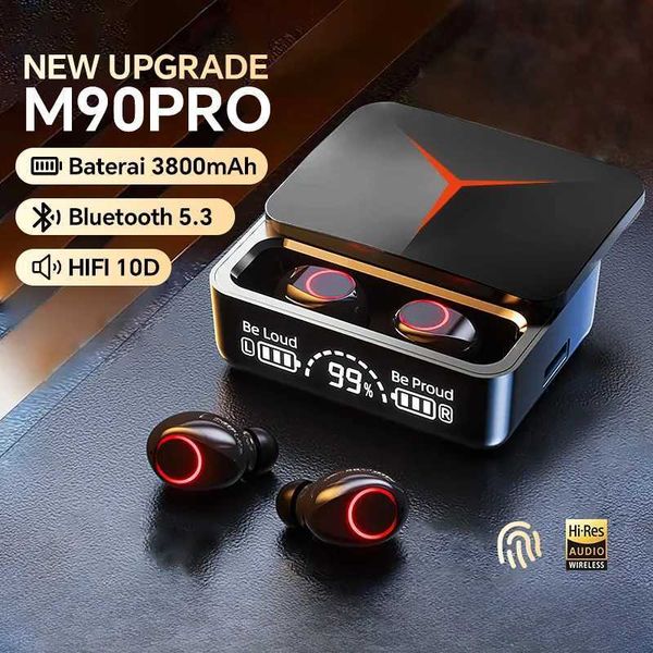 Cell Phone Earphones TWS M90 Bluetooth 5.3 Earphones Wireless Earphones Touch Control Gaming Earphones HIFI Stereo Noise Reduction with Micr