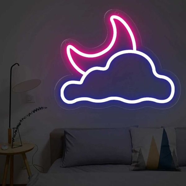New Arrival Cloud and Moon Neon Signs Led Neon Lights For Home Living Room Bedroom Kids Room Wedding Birthday Party Wall Decoration USB Neon