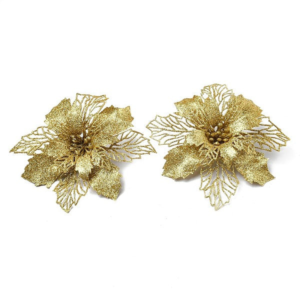 Fiore artificiale glitterato in plastica