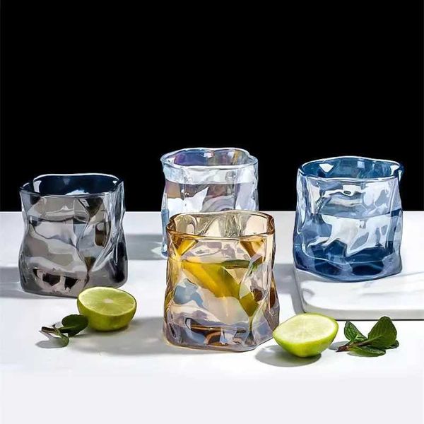 Twited Transparent Glass Copo Decoração de Whisky Cocktail Beer Glas Wine Tea Mok Kitchen Bar Club Wijn Glas Festival Party SuppliesB240719