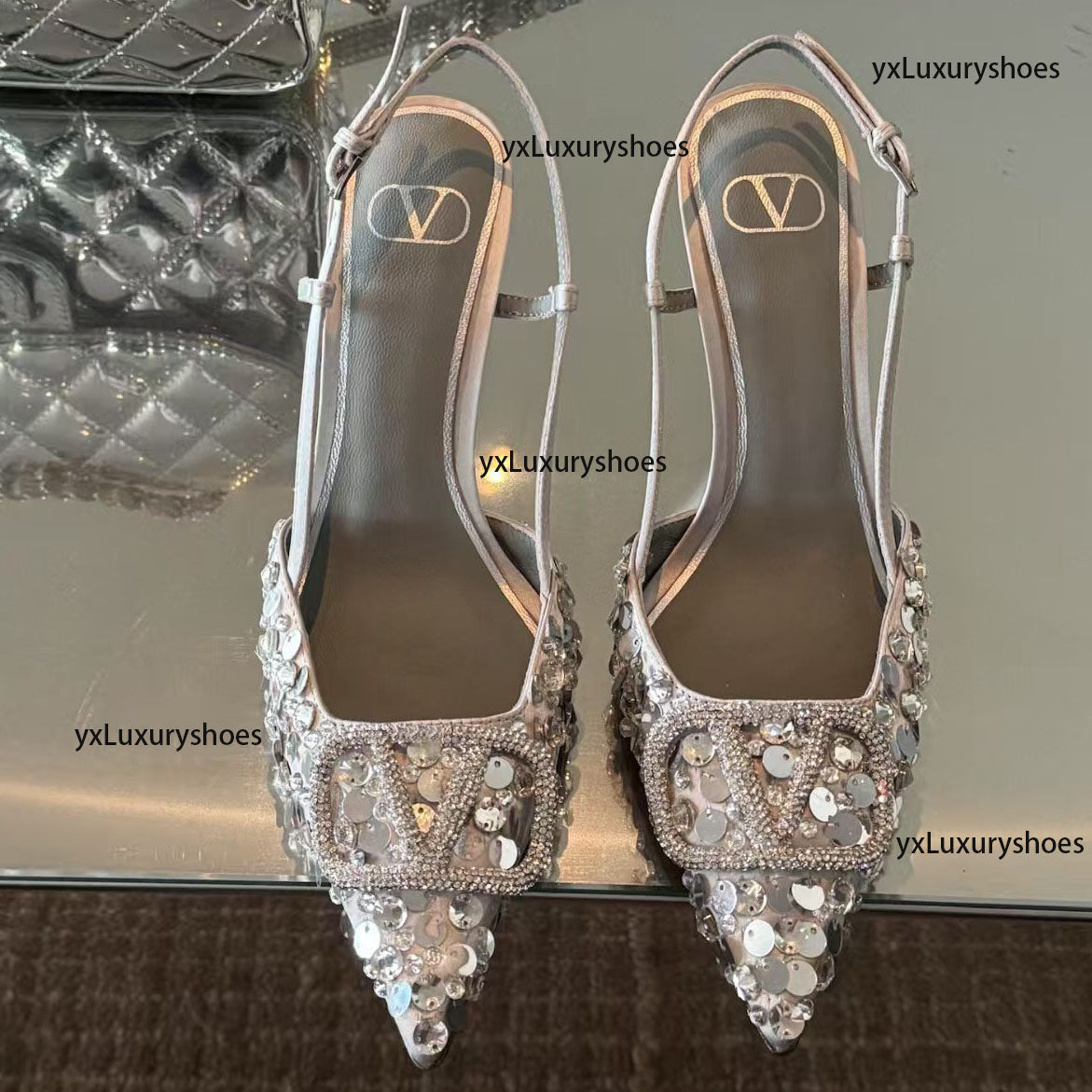 2025 Luxury designer shoes Women&#039;s top quality new 8CM high-heeled sandals Paris Glass shoes design handmade glass upper ladies wedding party c