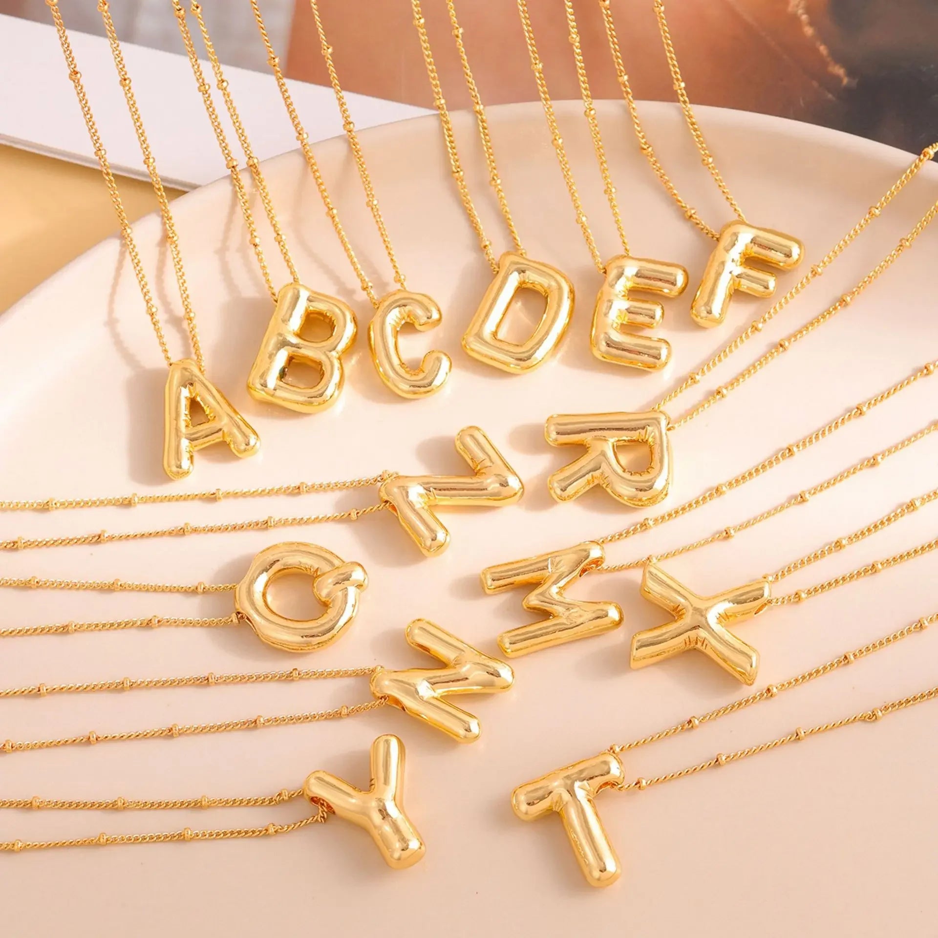 Delicate Bubble Letter PendantAccessories Temperament Fashionable26 English Letter Initials PendantNecklace for Womens