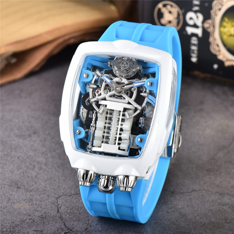 Fashion Brand Wrist Watches Man Male Tonneau Style Rubber Silicone Band AAA Quartz Clock Jb02