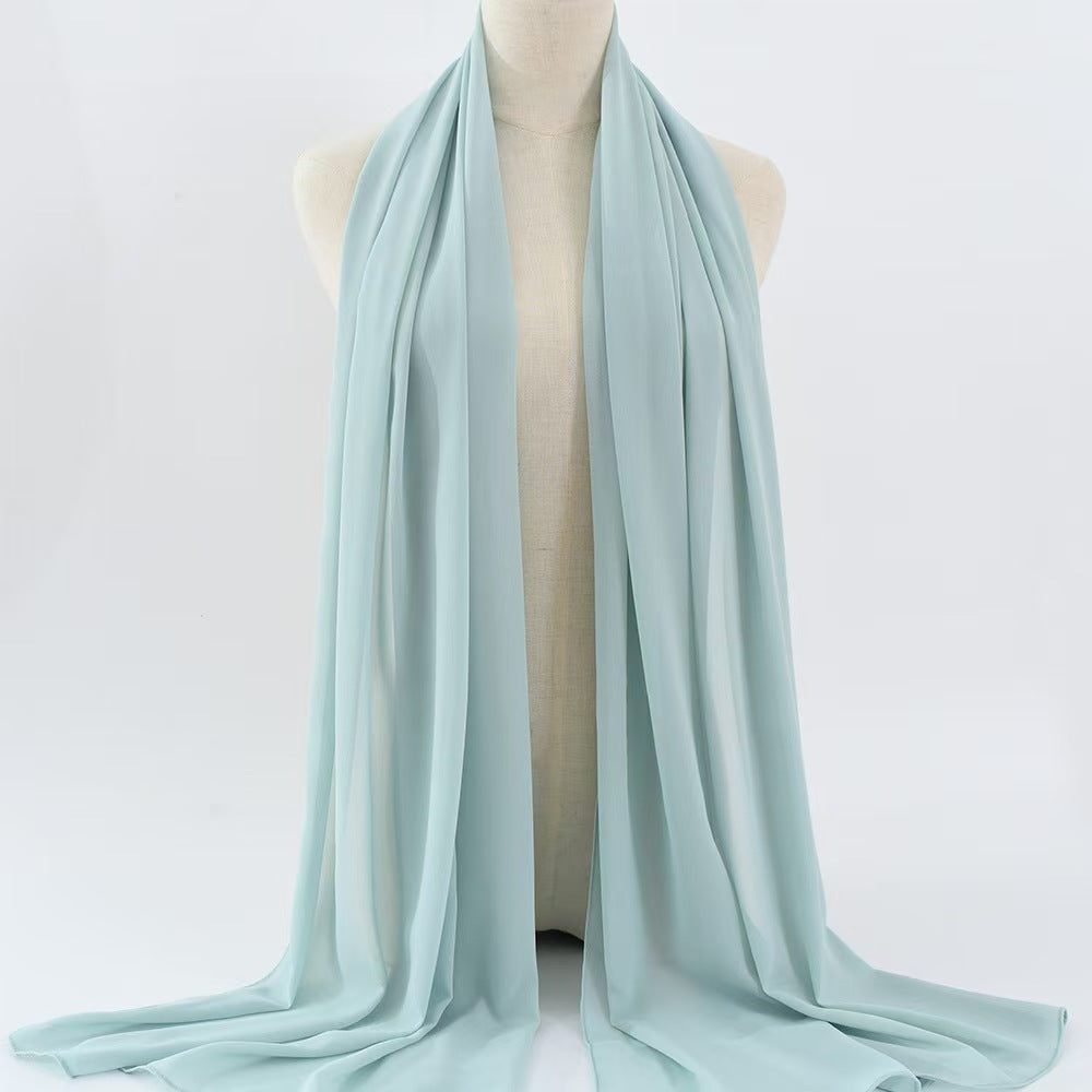 T1042 solid color pearl chiffon bubble scarf headscarf women long scarf silk women Middle Eastern headscarf