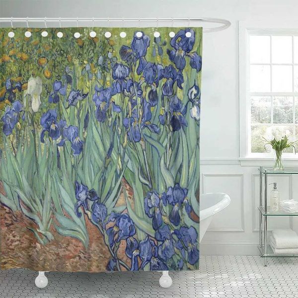 Irises By Vincent Van Gogh 1889 Dutch Post Impressionist Shower Curtain Waterproof Polyester Fabric 72 X 78 Inches Set with Hook M240824