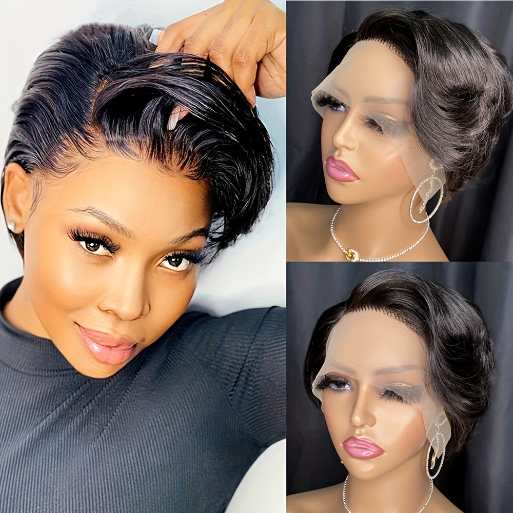 TEMU Cut Wig 13*4*1 Transparent Lace Human Hair Wigs For Women Short Wig Lace Wig Human Hair 150% Density 6inch Natural Look Daily Party Use Wig