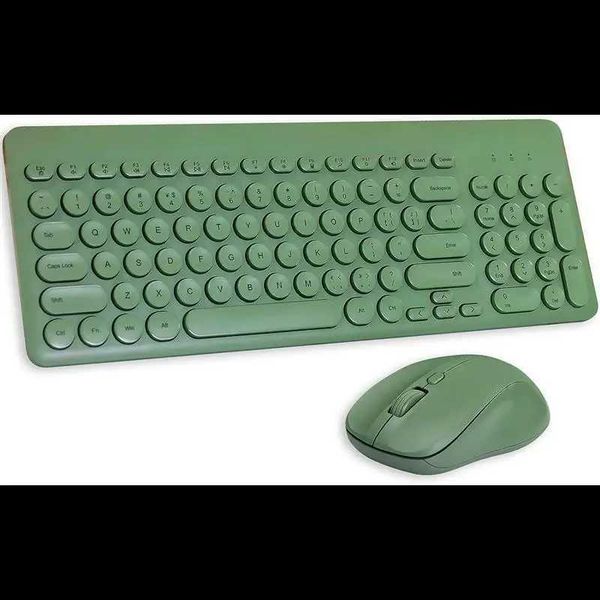 Arcwares Wireless Keyboard and Mouse Combo Sweet Green Cute Keyboard 2.4G USB Ergonomic Full-Sized Mute Keyboard for X250203