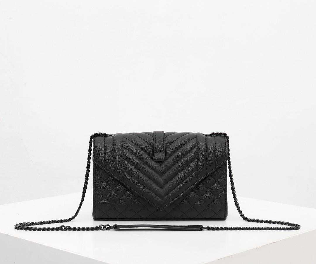 5A top Luxurys Designers Ladies Messenger Bags Classic Water Wave Fashion Chain women Shoulder Bag Grain embossed quilted leather envelope bag