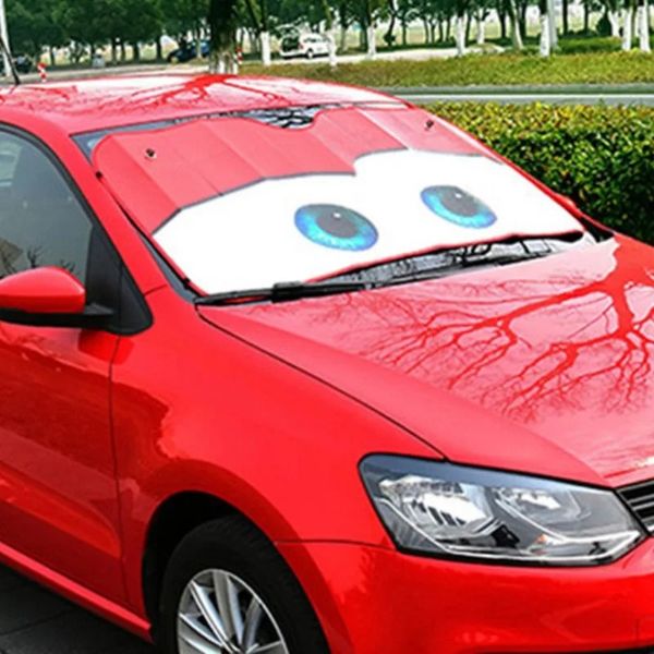 2024 Cute Big Eyes Cartoon Auto Windshield Sunshade Car Window Windscreen Cover Sun Visor Anti Snow Ice Car-covers Accessories