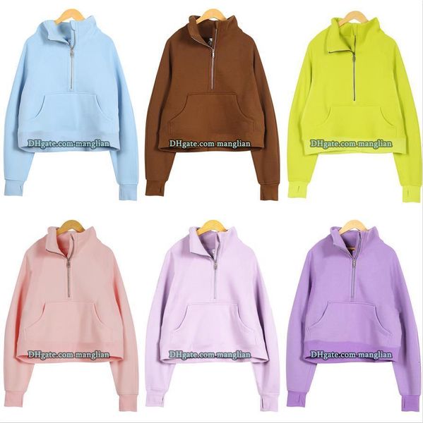 Designer Women Yoga Hoodie Half-Zip Pullover Sweatshirt Line Decoration Comfortable Activewear Yoga Gym Training Fitness Sportswear Hooded w