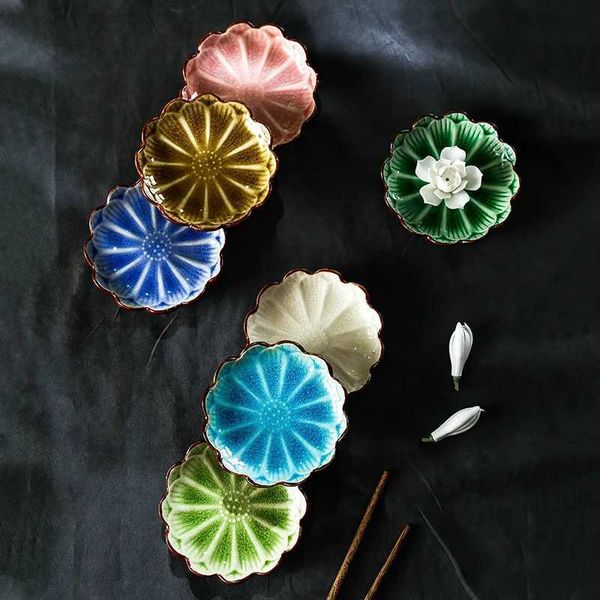 Crack Glaze Ceramic Small Dish Japanese Home Restaurant Vinegar Dish Seasoning Dip Dish Sushi Sauce Dish Cold Dish Snack Dish Y240902