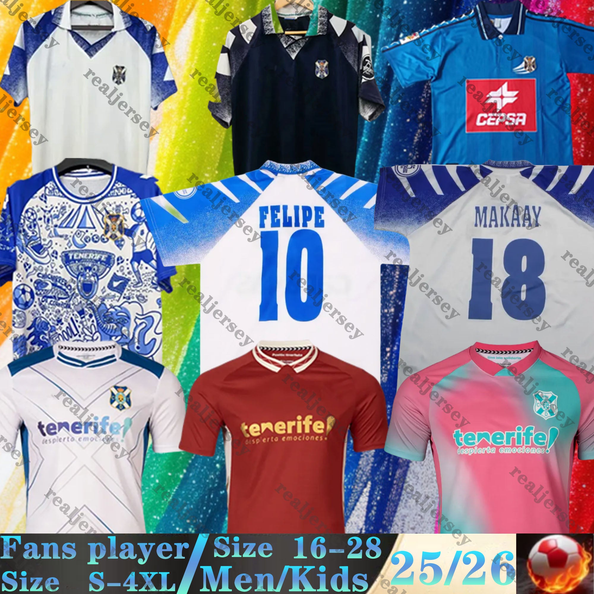 2025 2026 CD Tenerife soccer jerseys retro 97 98 99 GALLEGO ZORRILLA MO DAUDA Men Uniforms BUNUEL ROMERO SIPCIC MARTINEZ chandal de futbol 25 26 kid