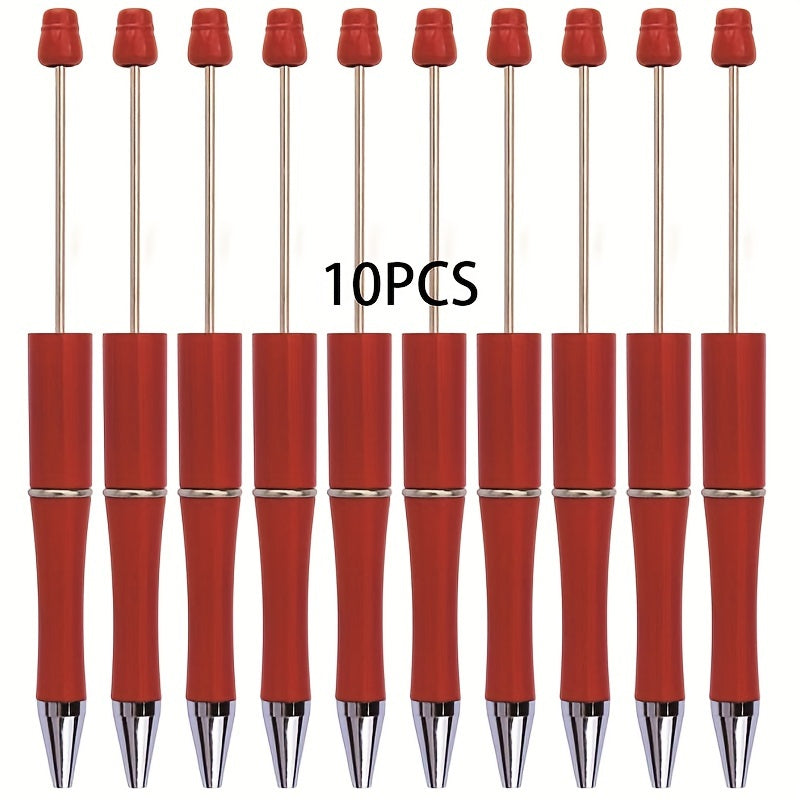 TEMU A Pack Of 10 Colorful Plastic Pearl Pens With Black Ink Ballpoint Pens For Diy, Twist-, Oval Pen Body, Medium Tip, Black Ink, Suitable For