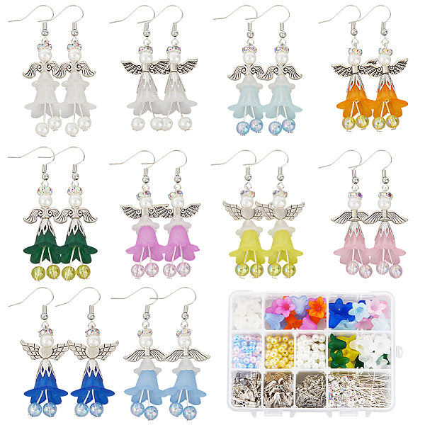Kits de fabrication de boucles d'oreilles pendantes en acrylique avec anges