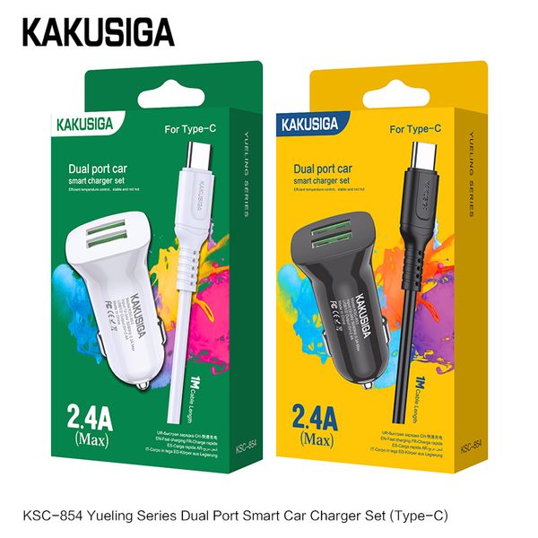 KAKUSIGA Charger USB-C Type c 2.4A Dual Ports PD Car AutoPower Adapters Chargers For Ipad Iphone 15 14 12 Samsung S22 S20 phone with Retail