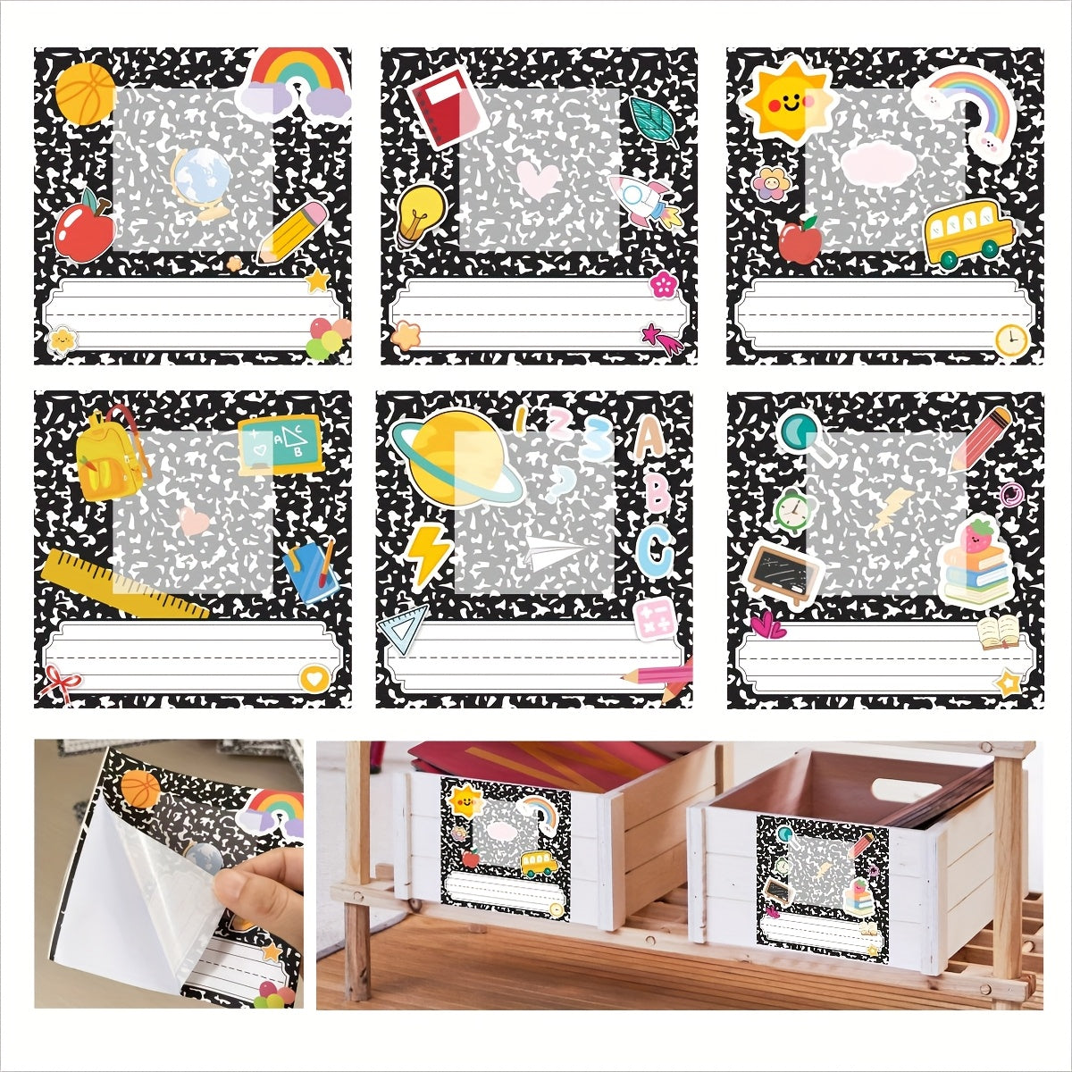 TEMU 42pcs Composition Book Desk Name Tags Photo Nameplates For Desk Student Name Plates For Classroom School Student Teacher Labels Stickers With