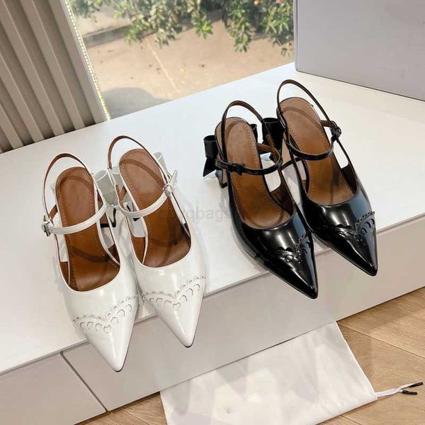 Dress Shoes Designer Party Dress Shoes Pointed Mary Jane Sandals With Bow Heels Fashion Genuine Leather Woman Pumps Pearls Shoe Square High