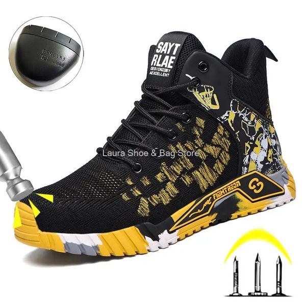 High Top Safety Shoes Men Steel Toe Work Women Boots Anti Smash Indestructível Boot respirável 241118