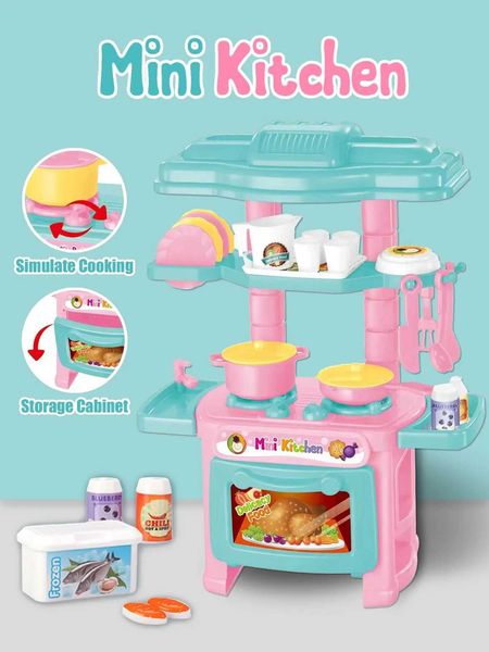 Kitchens Play Food Mini Kitchen Cooking Toy Set Pretend to Cook Food Game and Pot Cooking Software Game Role Playing Toy Girl Gift H241015