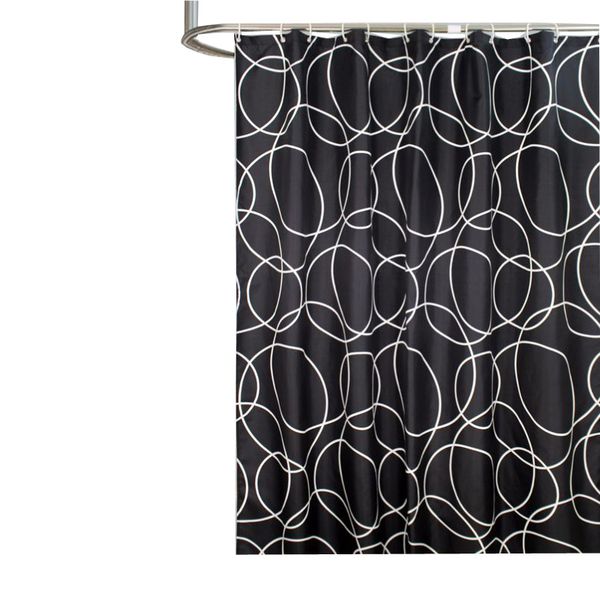 Waterproof PEVA Shower Curtain Liner - Black Circle Style (72x72 inches)
