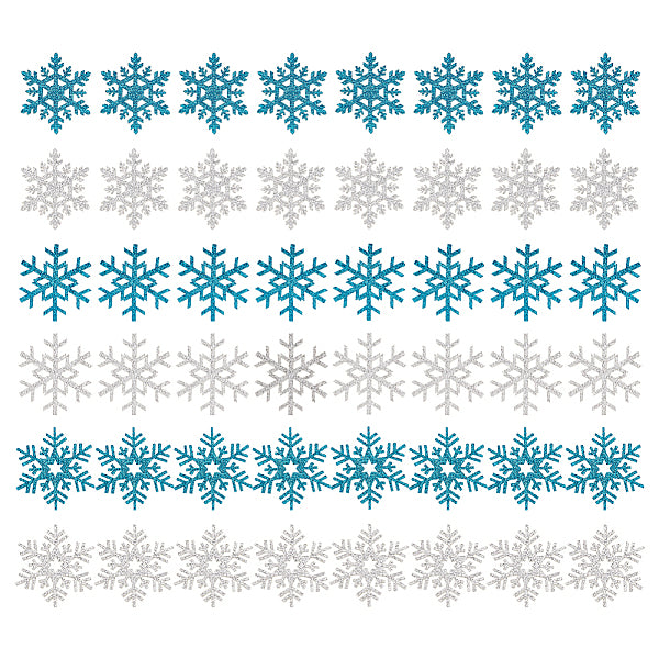 48 pezzo di tessuto non tessuto in polvere glitterata con fiocchi di neve in 6 stili da cucire sulle applicazioni