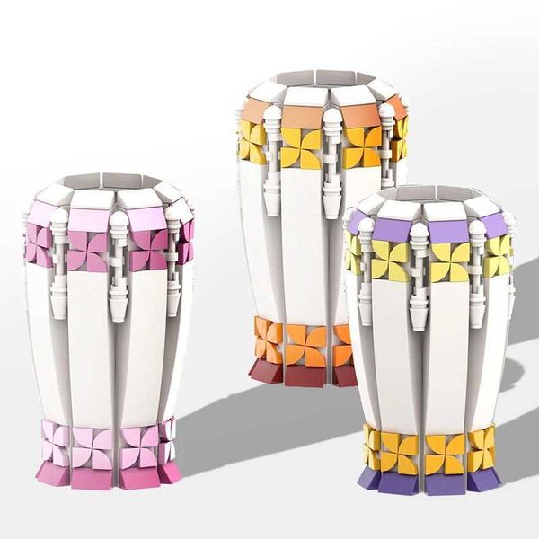 Gobricks MOC Color Vase of Suower Flower Vase Building Blocks Bloss Decoration Model Bricks Toy For Children Gifts Z250205