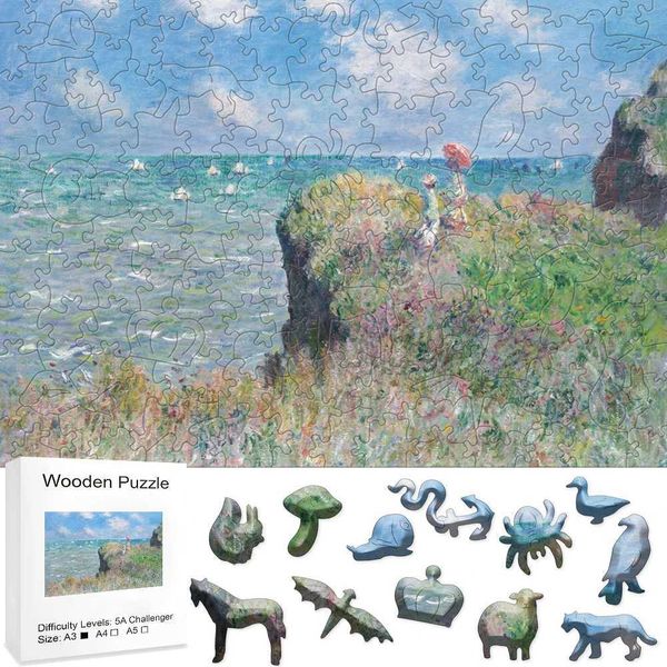 3D Puzzles Clifftop Walk at Pourville Wooden Puzzle Irregular Jigsaw Animals Brain Trainer 3d Puzzles for Adults Iq Games Entertainment H241