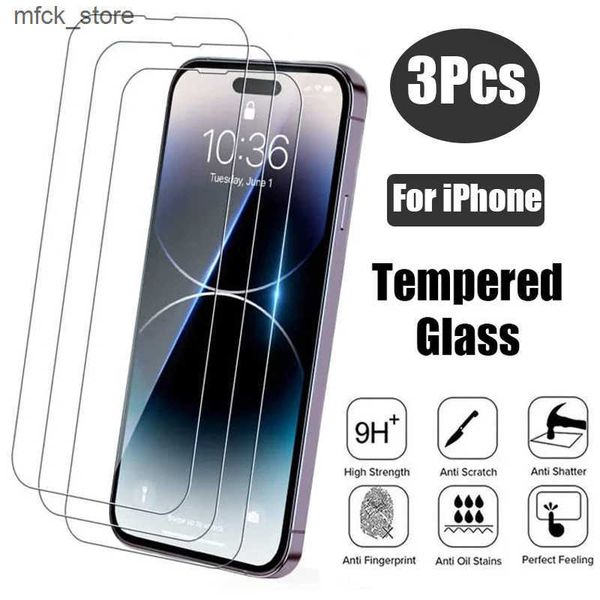 Cell Phone Screen Protectors 3Pcs Protective iPhone 13 11 Pro Max XS XR 12 Mini screen protector Tempered For iphone 7 8 14 Plus glass J2412