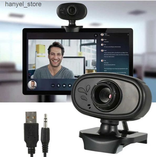 Câmera de webcams 480p HD clipe de microfone embutido Computador USB Webcam externo sem driver Software no L240910