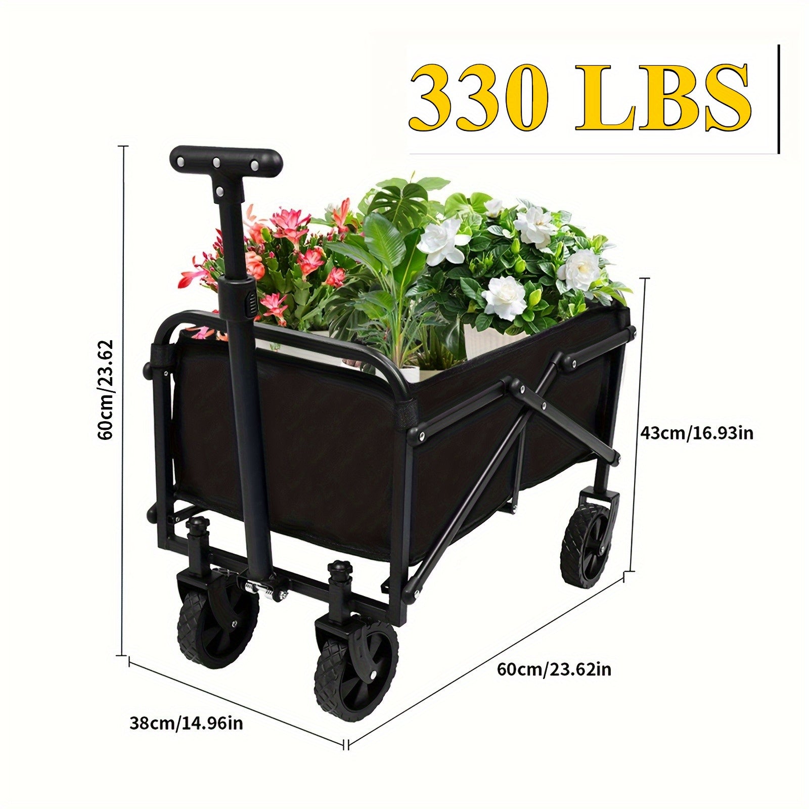 TEMU Heavy-duty Multi-functional Folding Hand Truck 280-450-680 Lbs Large Capacity With Side Pockets And Tires - Portable Garden, Picnic, Fishing,