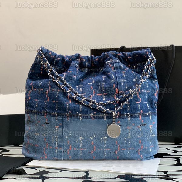 10A Mirror Quality Designers Small Medium Denim 22bag Womens Quilted Tote Bags Luxury Shopping Bag Composite Handbag Classic Shoulder Chain