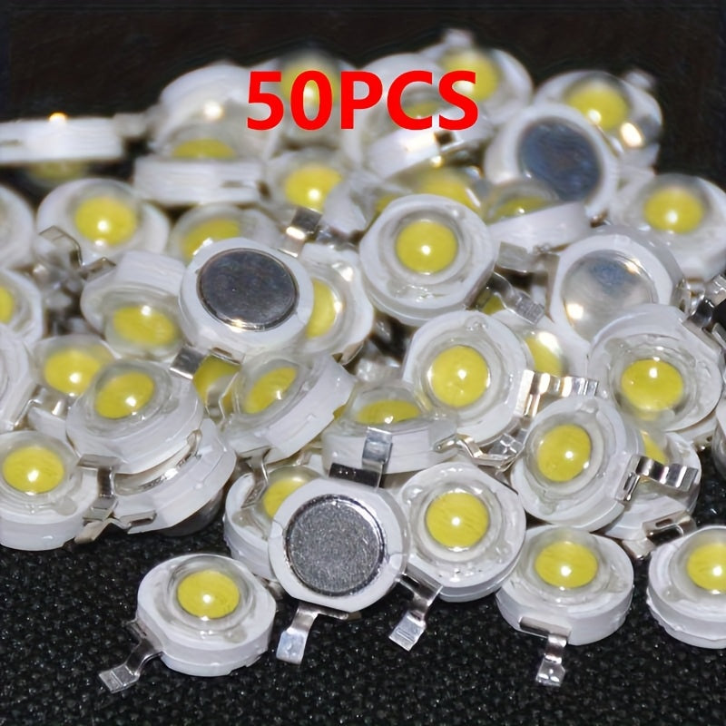 TEMU 50 Cool White Led Beads, High- Base With 3v-3.4v, Suitable For Industrial Electrical Projects.