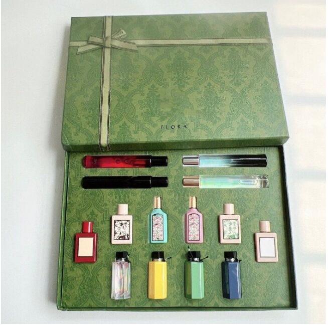 Women Flora Perfume sets 14pcs bloom flora guilty Gorgeous Gardenia jasmine Fragrances Long Lasting Smell Flower blossom roll-on Spray Cologne Gift