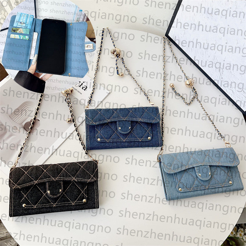 Wallet Flip Phone Case Designer iPhone Case for iPhone 17 Pro Max 16 Pro Max 15 14 13 12 11 Samsung Galaxy S25 Ultra S24 23 Case Card Holder Denim C