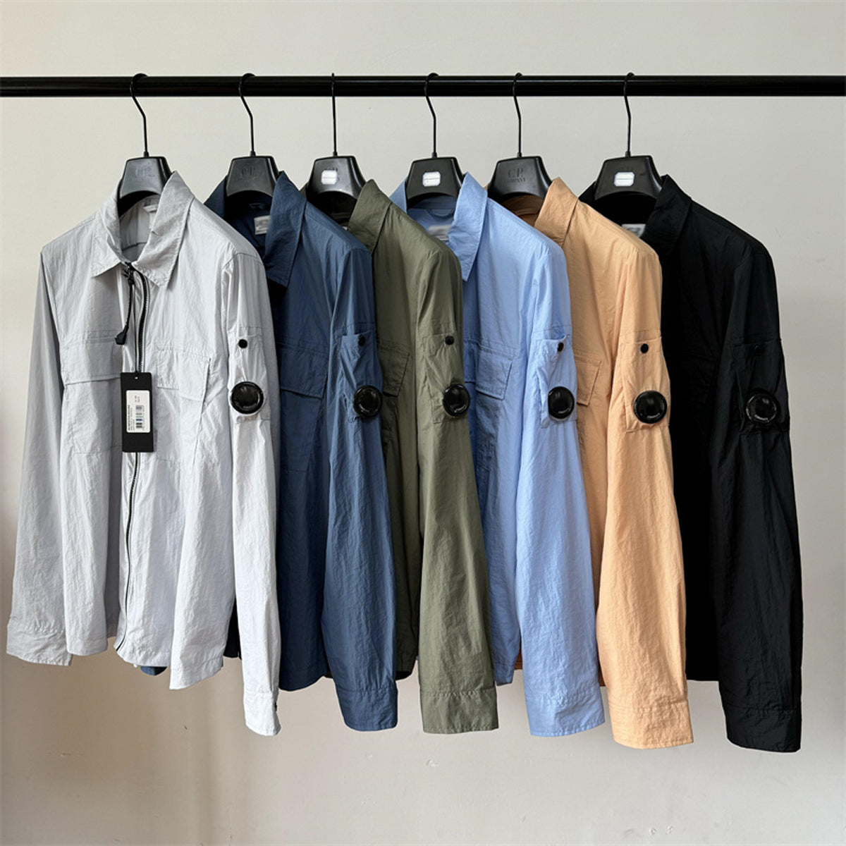 Designer Men&#039;s Casual Shirts Mens Jacket Coat Luxury Lens Metal Nylon Shirt Jacket Lapel Overshirt Outdoor Men Cardigan Outerwear Clothe M-XXL