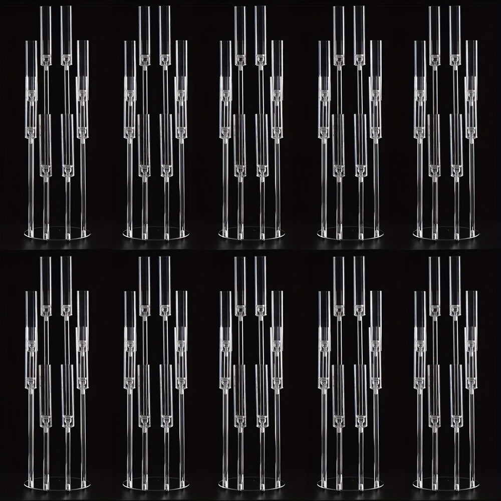 TEMU Set Of 10 Acrylic Candle Holder For Table Centerpieces, Clear Taper Floor Candlestick Holders With Removable Lampshade For Wedding Ceremony,