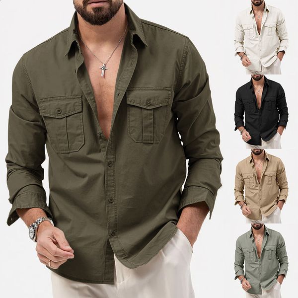 Casual Mens Mid-length Suede Loose Shirts Tops Autumn Winter Vintage Lapel Collar Button Up Blouse S-5XL 20