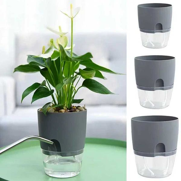 Planters Pots Self Watering Flower Pot Plastic Hydroponics Plants Pot Succulent Potted Planters Transparent Home Office Desktop Decoration