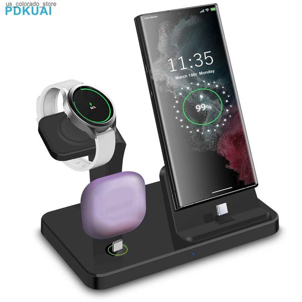 Wireless Chargers Samsung S23 S22 S21 Z Flip Fold 3-in-1 Type C Fast Wireless Charging Dock Stand Suitable for Galaxy Watch 5 Pro Buds L2409