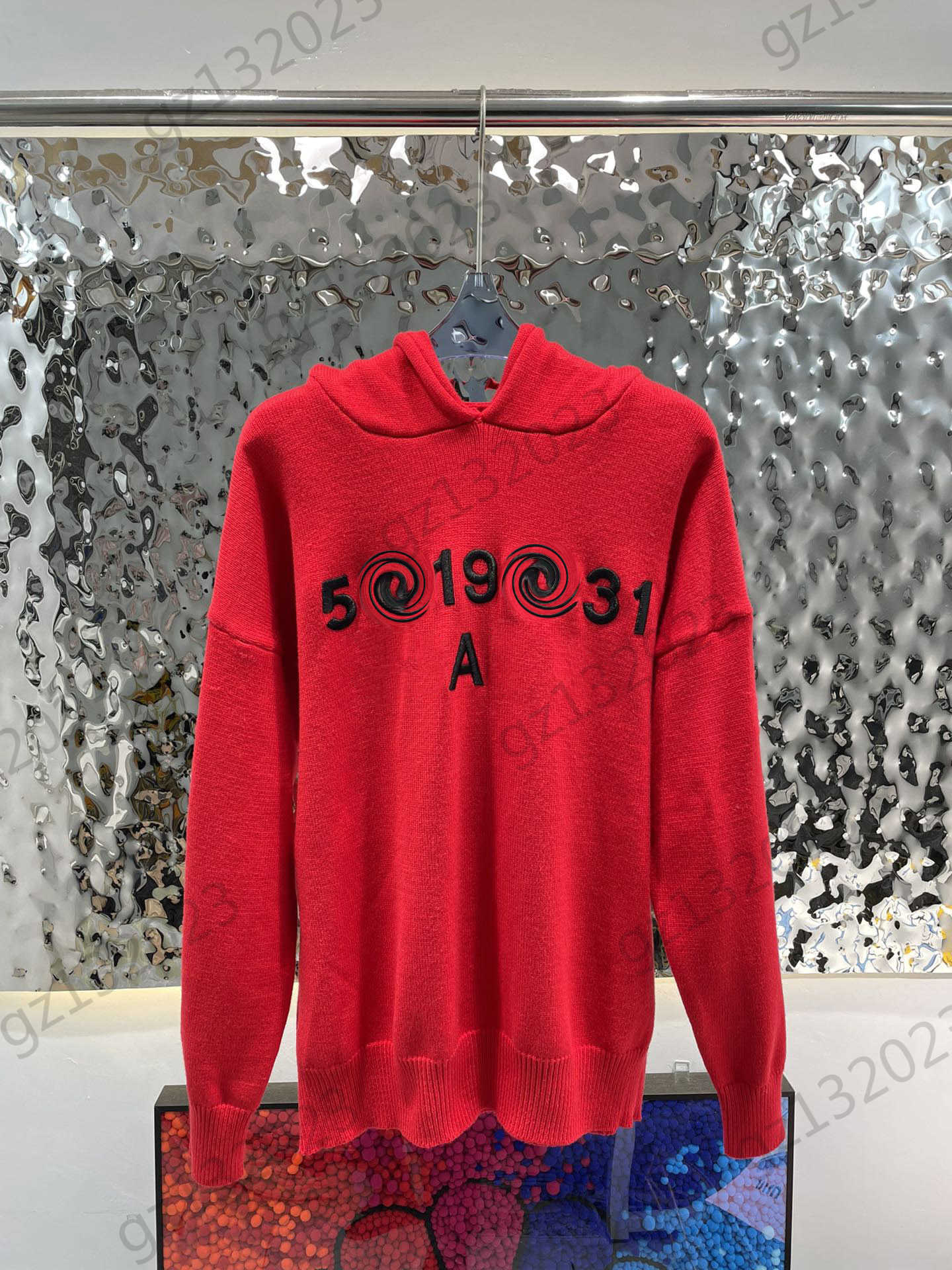 Womens Sweaters Chest Digital Embroidery Hooded Pullover Knitted Sweater Off Shoulder Long Sleeves Loose Comfortable Knitwear Women Clothing