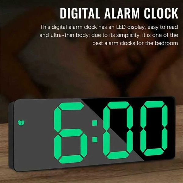 Alarm clock with LED display screen digital mirror battery inserted dual-purpose alarm clock suitable for bedroom and office clocks CL240827