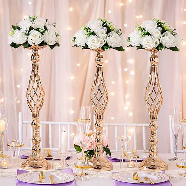 Metal Candlestick Flower Stand Wedding Gold Silver Candle Holders Table Centerpiece Event Flower Rack Home Party Wedding Decor Y240823