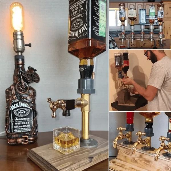 Wooden Liquor Dispenser Whiskey Cocktail Alcohol Faucet Drink Station Beverage Wine Racks Bar Party Carnival Tools 250107